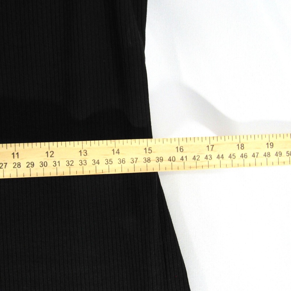 Good Luck Gem Black Ribbed Knit Bodycon Square Neck V Slit Dress Women's Size L - Picture 8 of 10